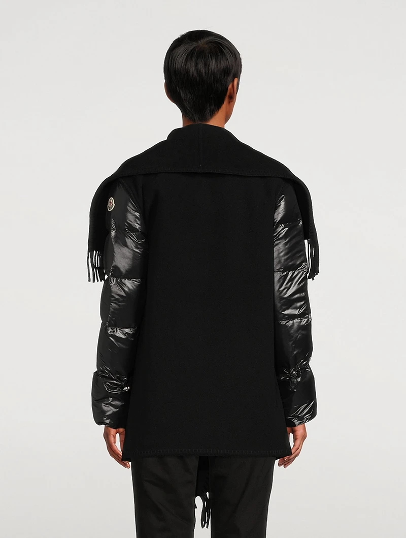 Wool Fringe Jacket With Puffer Sleeves