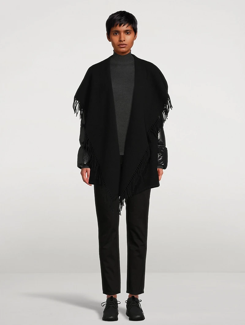 Wool Fringe Jacket With Puffer Sleeves