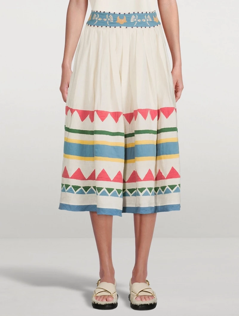 Roma Organic Linen Midi Skirt