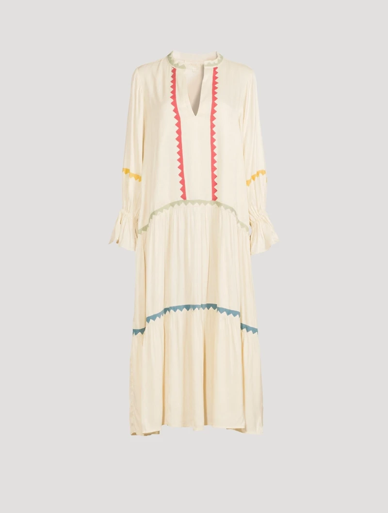 Dom V-Neck Long Dress With Triangle Applique