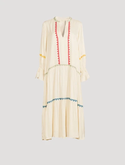 Dom V-Neck Long Dress With Triangle Applique
