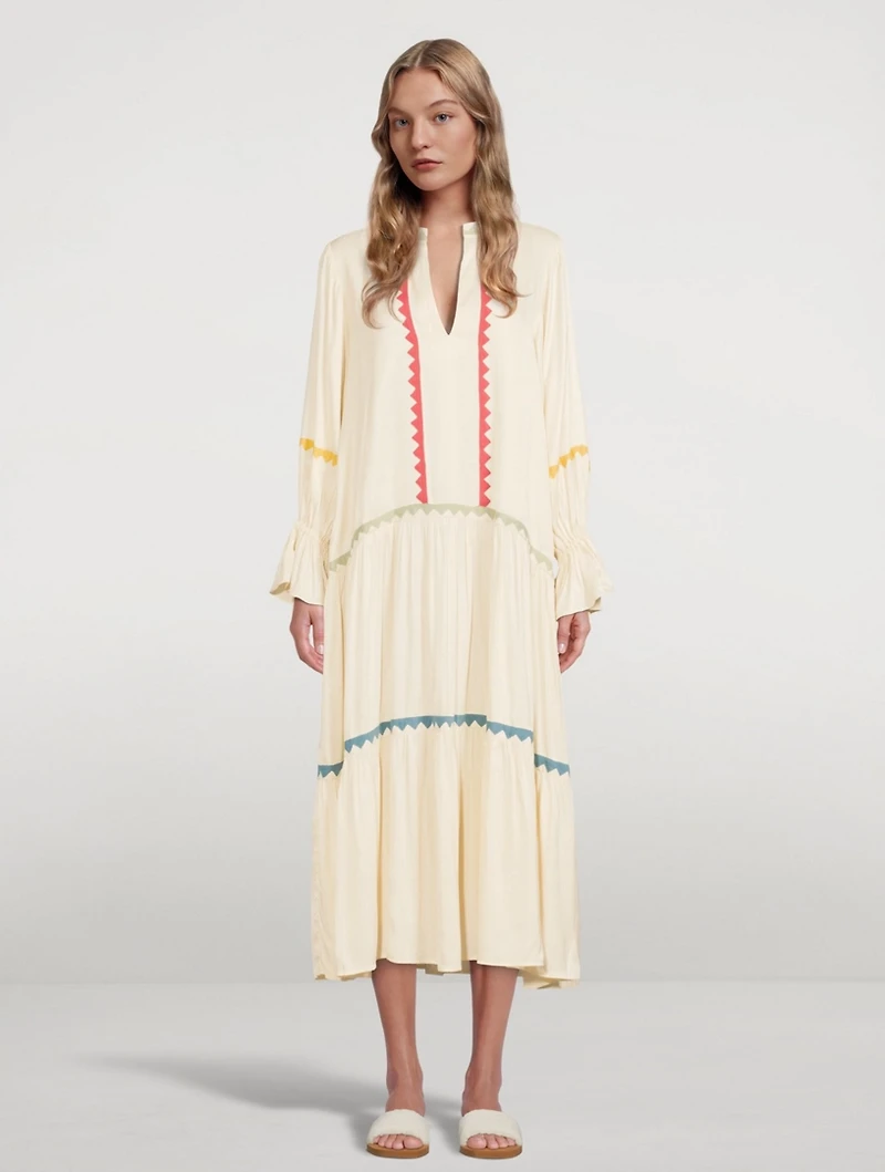 Dom V-Neck Long Dress With Triangle Applique