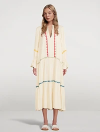 Dom V-Neck Long Dress With Triangle Applique