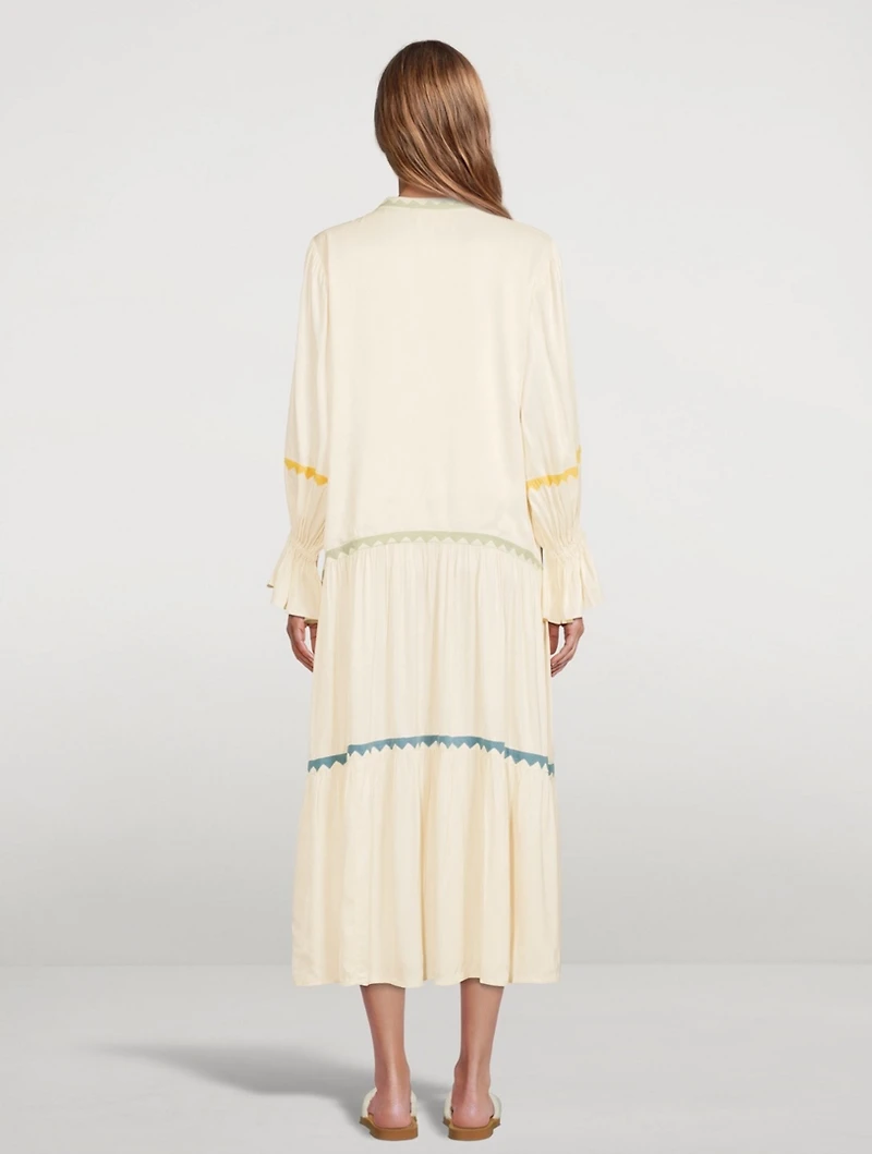Dom V-Neck Long Dress With Triangle Applique