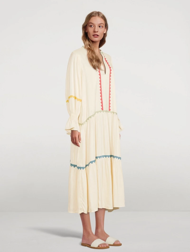 Dom V-Neck Long Dress With Triangle Applique