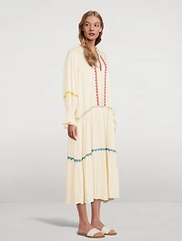 Dom V-Neck Long Dress With Triangle Applique