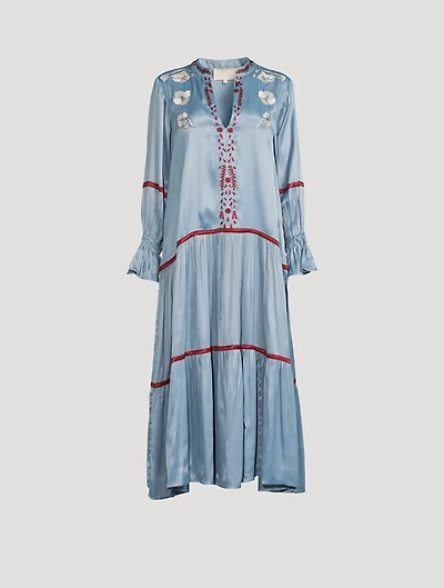 Dom Cupro V-Neck Maxi Dress With Triangle Applique