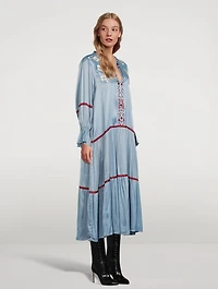 Dom Cupro V-Neck Maxi Dress With Triangle Applique