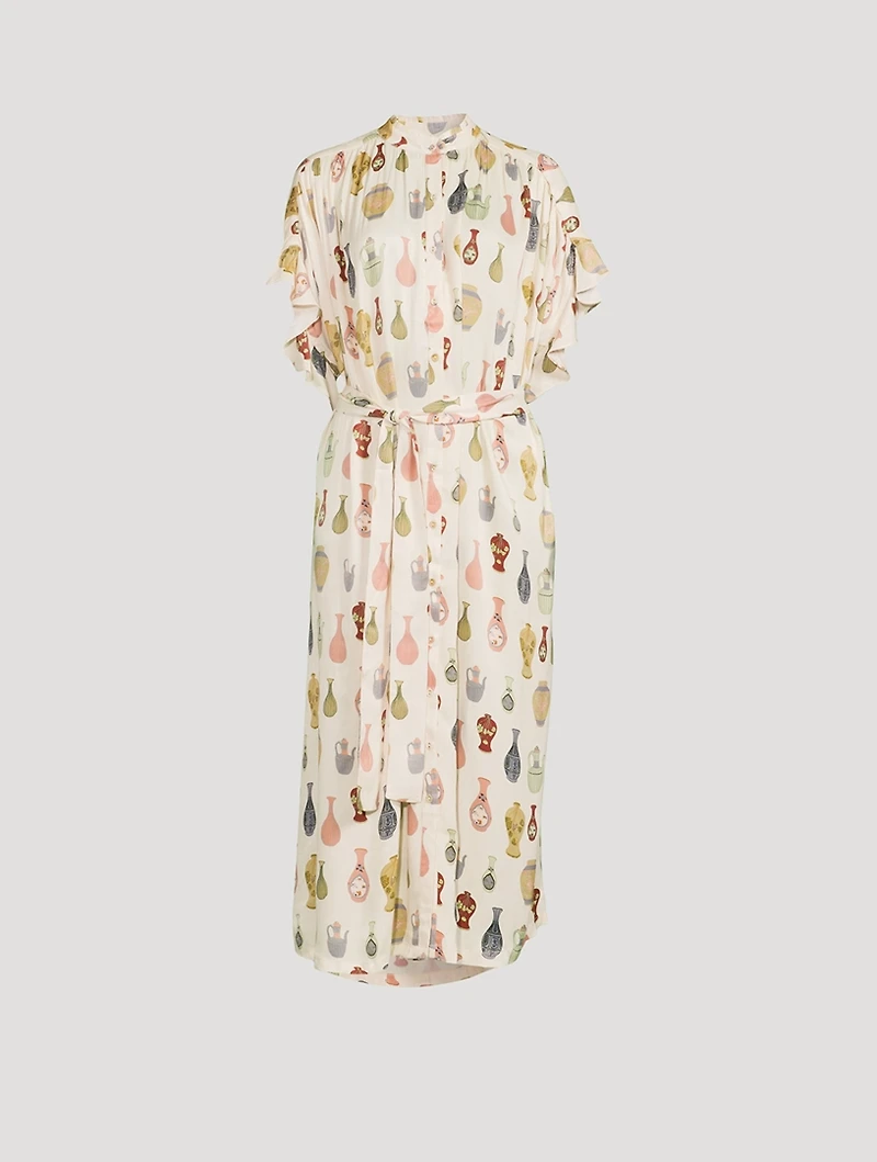 Dream Cupro Maxi Caftan Vases Print