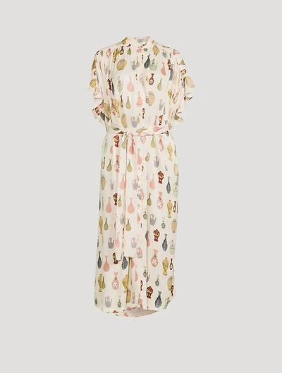Dream Cupro Maxi Caftan Vases Print