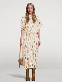 Dream Cupro Maxi Caftan Vases Print