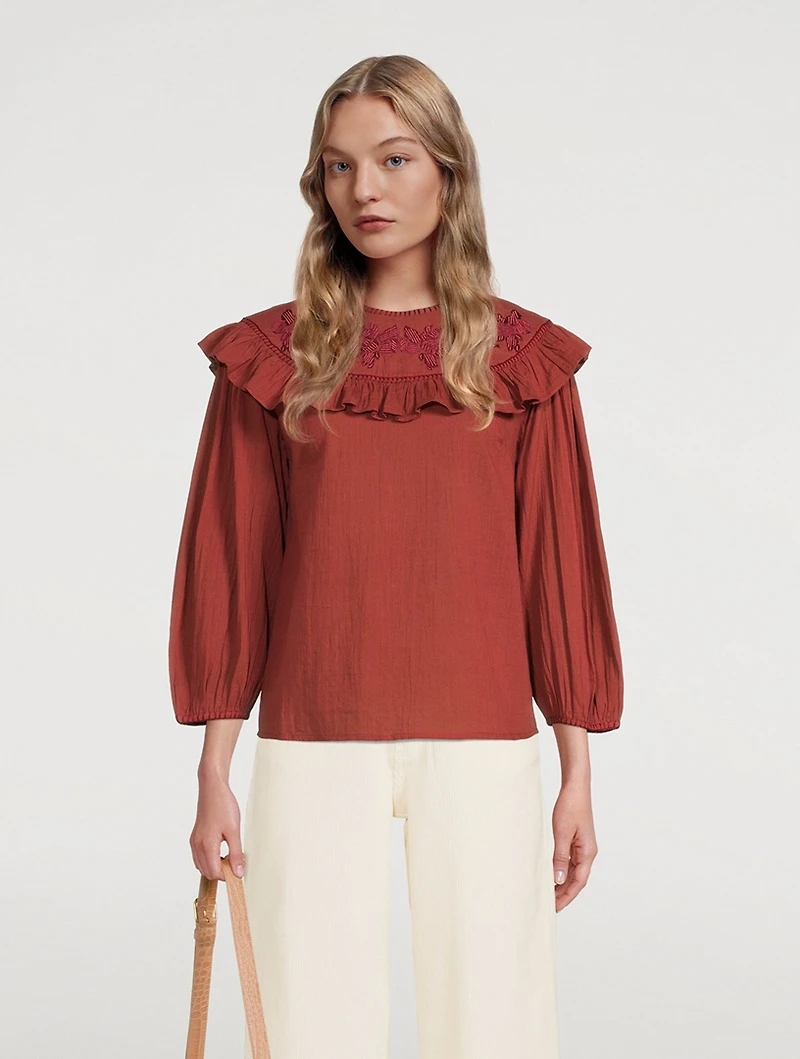 Pamela Organic Cotton Ruffle Blouse