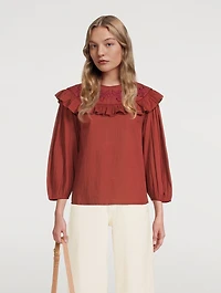 Pamela Organic Cotton Ruffle Blouse