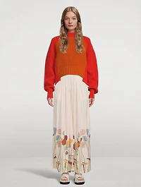 Cupro High-Waisted Palazzo Pants Mushroom Garden Print