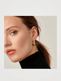 18K Gold Cosmos Hoop Earrings With Diamonds