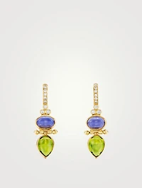 18K Dynasty Drop Earrings With Iolite, Peridot And Diamonds