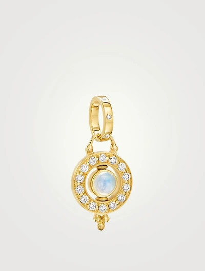 Mini 18K Gold Orbit Pendant With Moonstone And Diamonds