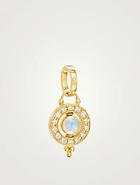 Mini 18K Gold Orbit Pendant With Moonstone And Diamonds