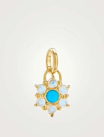 Mini 18K Gold Stella Charm With Turquoise And Blue Moonstone