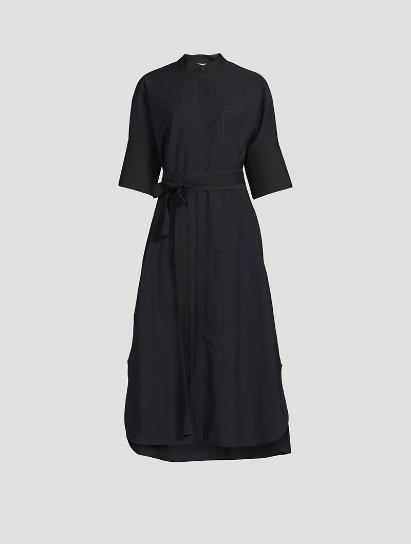 Cotton Belted Midi Shirt Dress