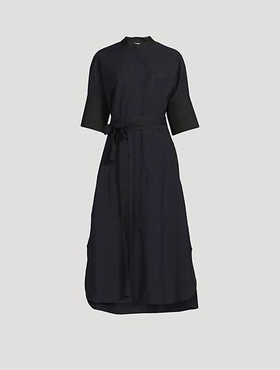 Cotton Belted Midi Shirt Dress