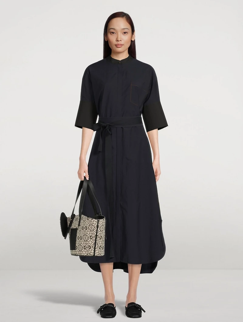 Cotton Belted Midi Shirt Dress