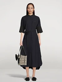Cotton Belted Midi Shirt Dress