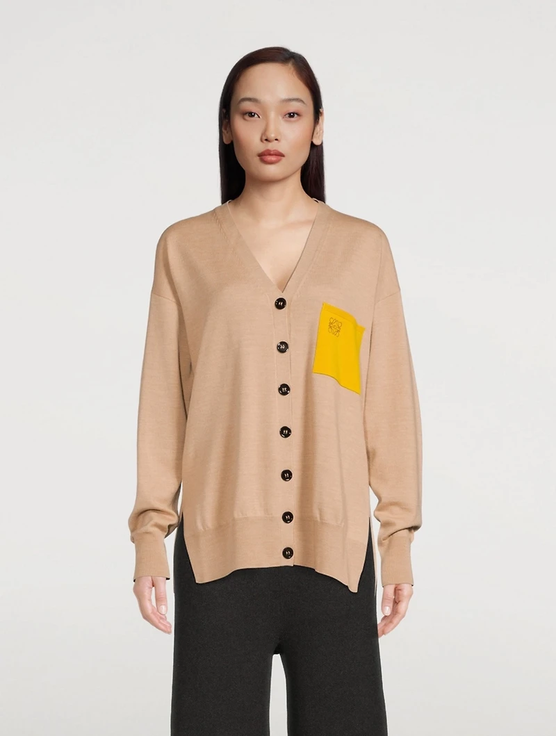 Wool Anagram Pocket Cardigan
