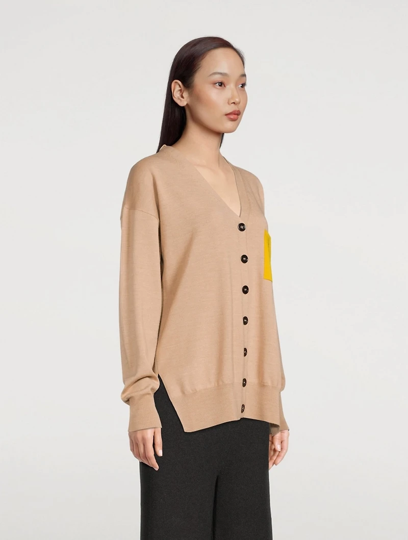 Wool Anagram Pocket Cardigan