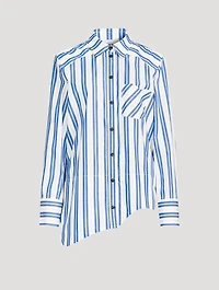Asymmetric Wavy Shirt Striped Print