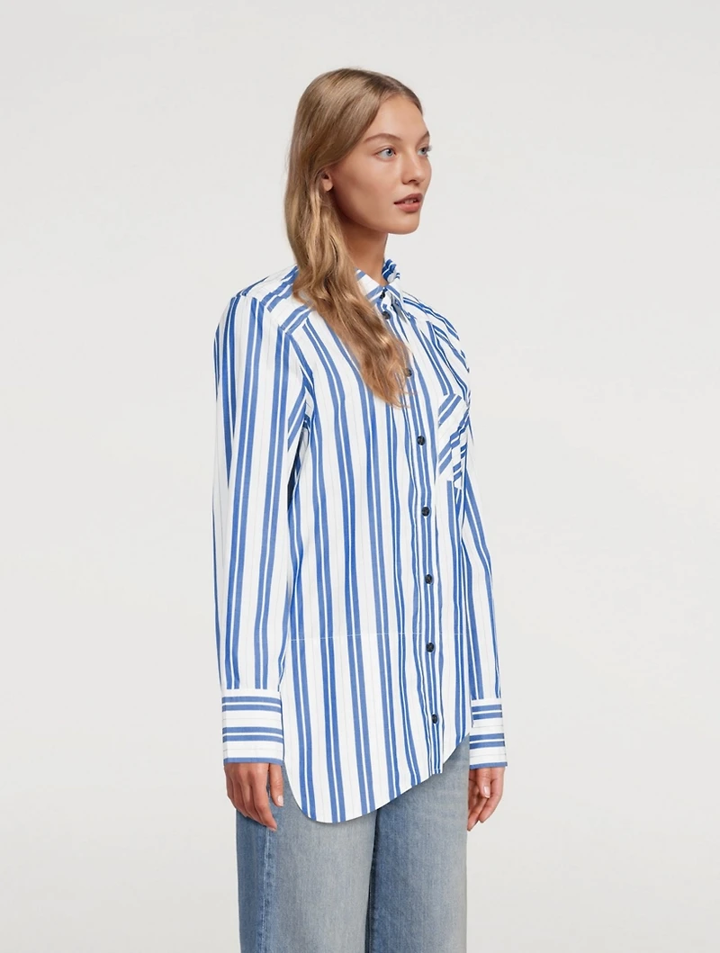 Asymmetric Wavy Shirt Striped Print
