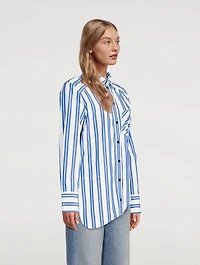 Asymmetric Wavy Shirt Striped Print