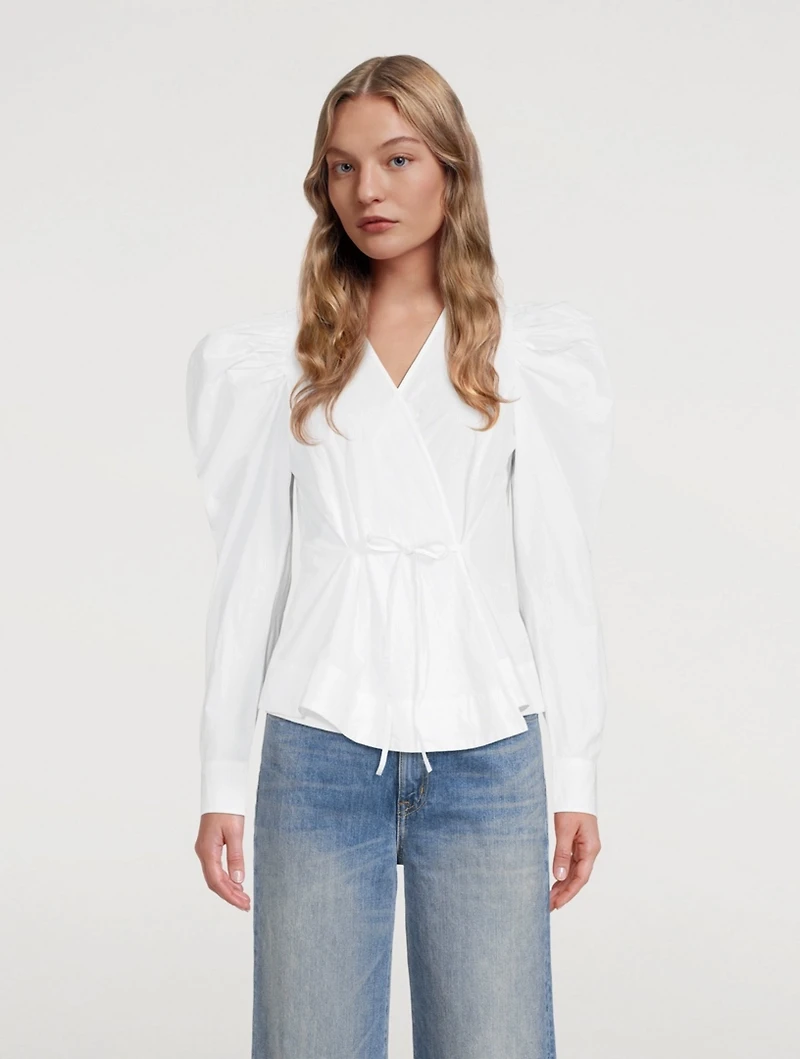 Cotton Poplin Wrap Top