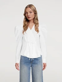 Cotton Poplin Wrap Top