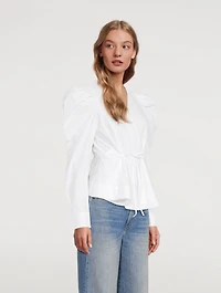 Cotton Poplin Wrap Top