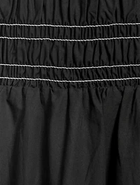 Puff-Sleeve Smocked Organic Cotton Midi Dress