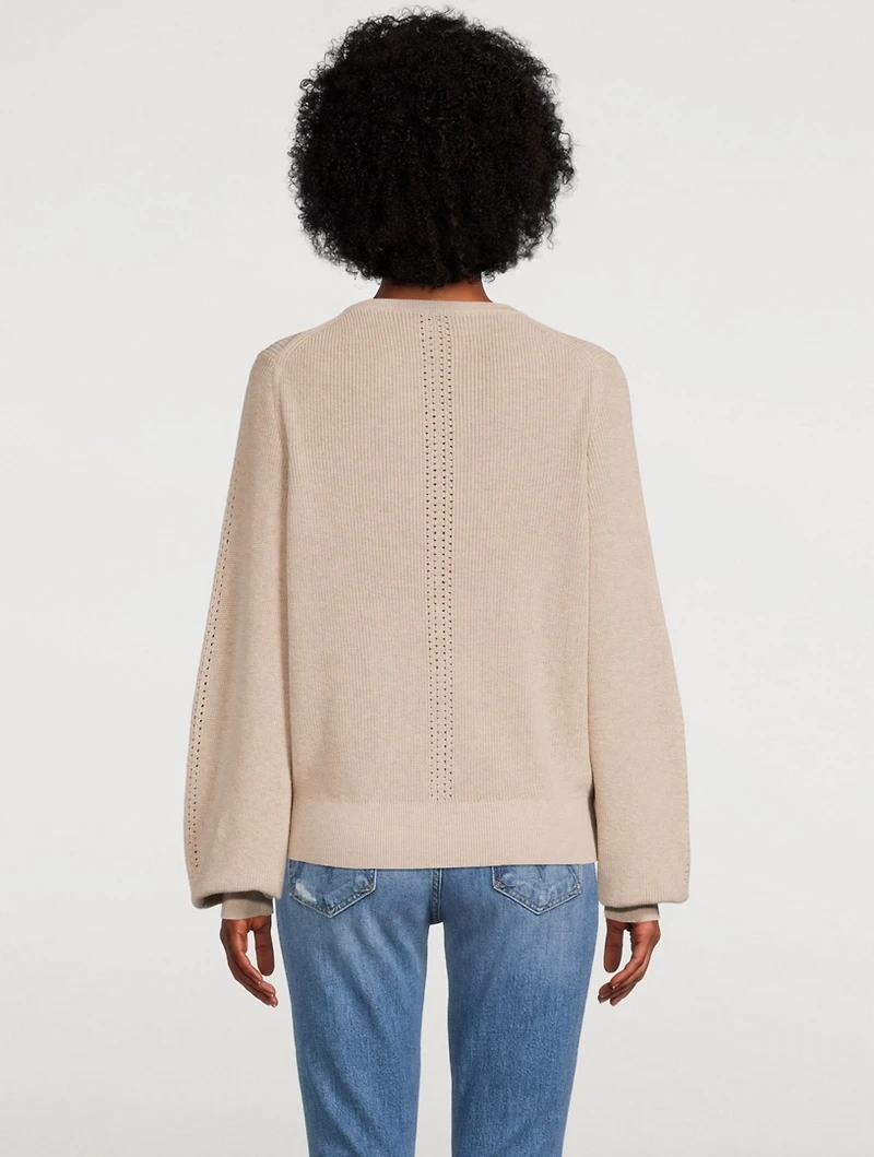 Blouson-Sleeve Crewneck Sweater