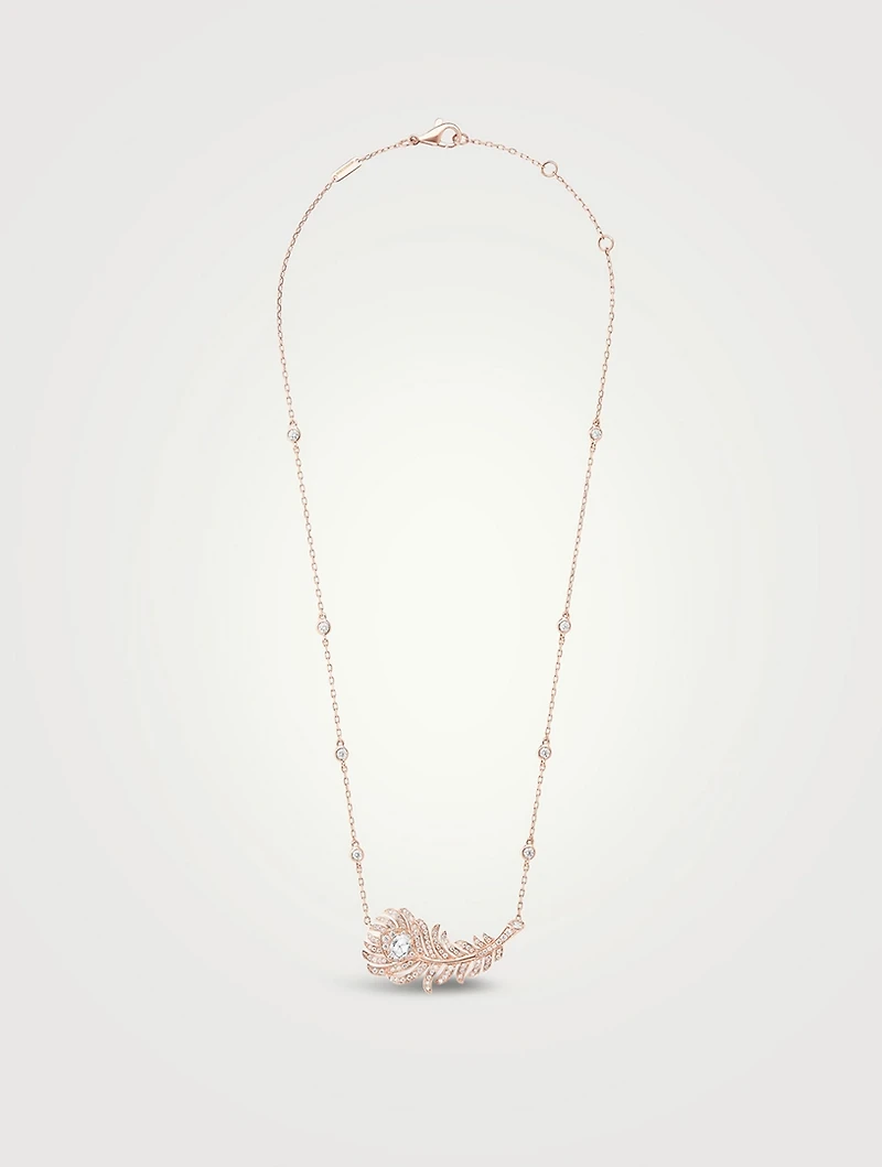 Small Plume De Paon Gold Pendant Necklace With Diamonds