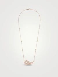Small Plume De Paon Gold Pendant Necklace With Diamonds