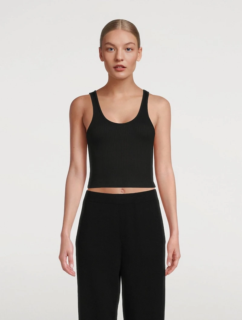 Ribbed Cotton Cropped Tank Top