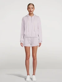 French Terry Cotton Half-Zip Cropped Hoodie