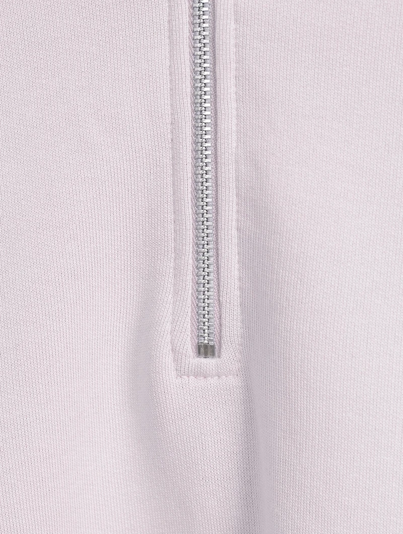 French Terry Cotton Half-Zip Cropped Hoodie