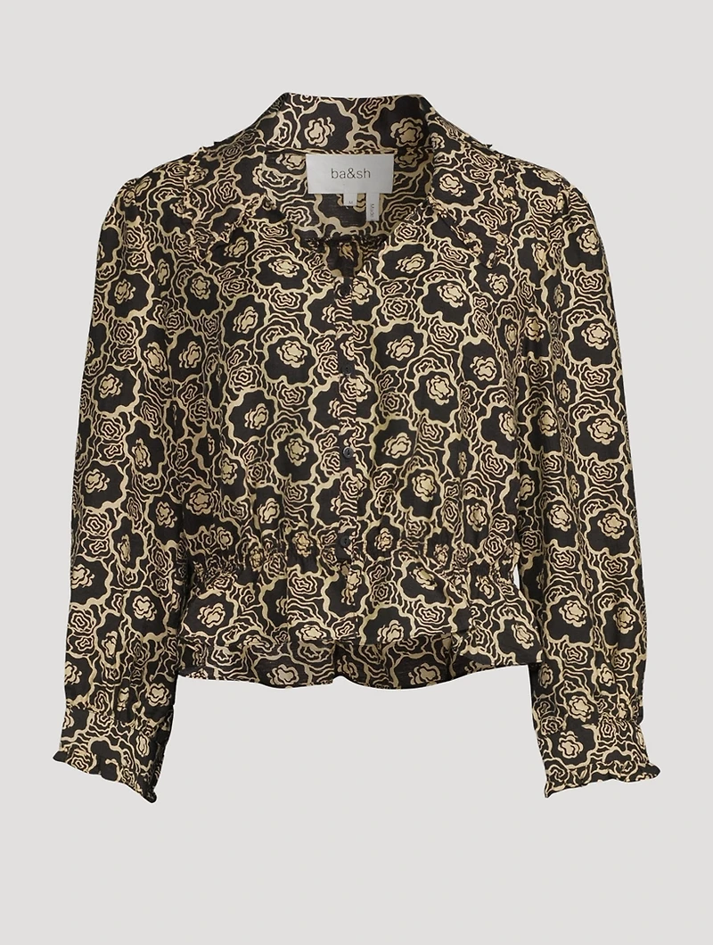 Gwen Long-Sleeve Crop Top Floral Print