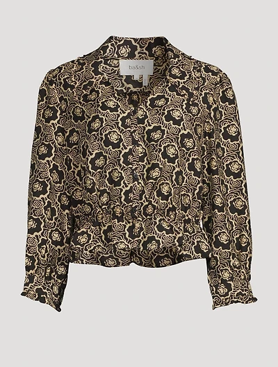 Gwen Long-Sleeve Crop Top Floral Print