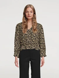 Gwen Long-Sleeve Crop Top Floral Print