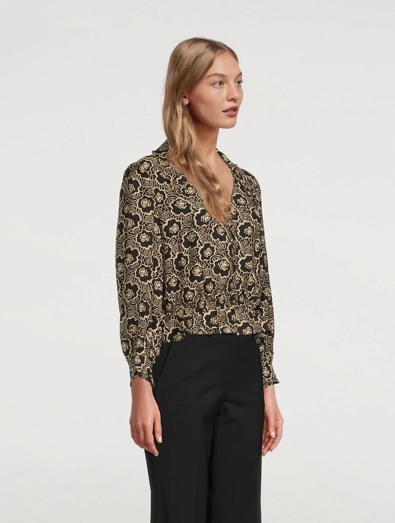 Gwen Long-Sleeve Crop Top Floral Print