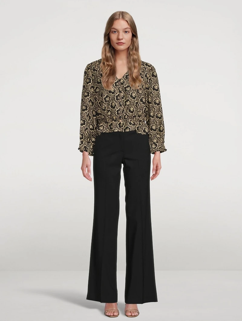 Gwen Long-Sleeve Crop Top Floral Print