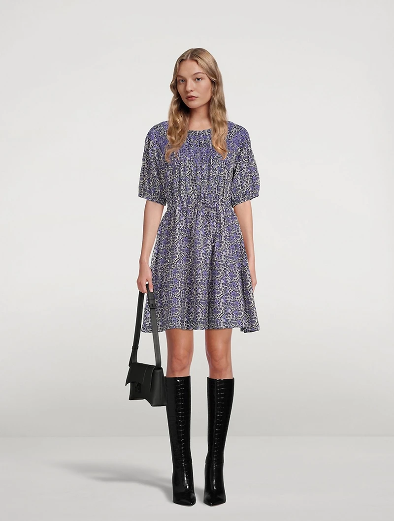 Iris Puff-Sleeve Dress Floral Print