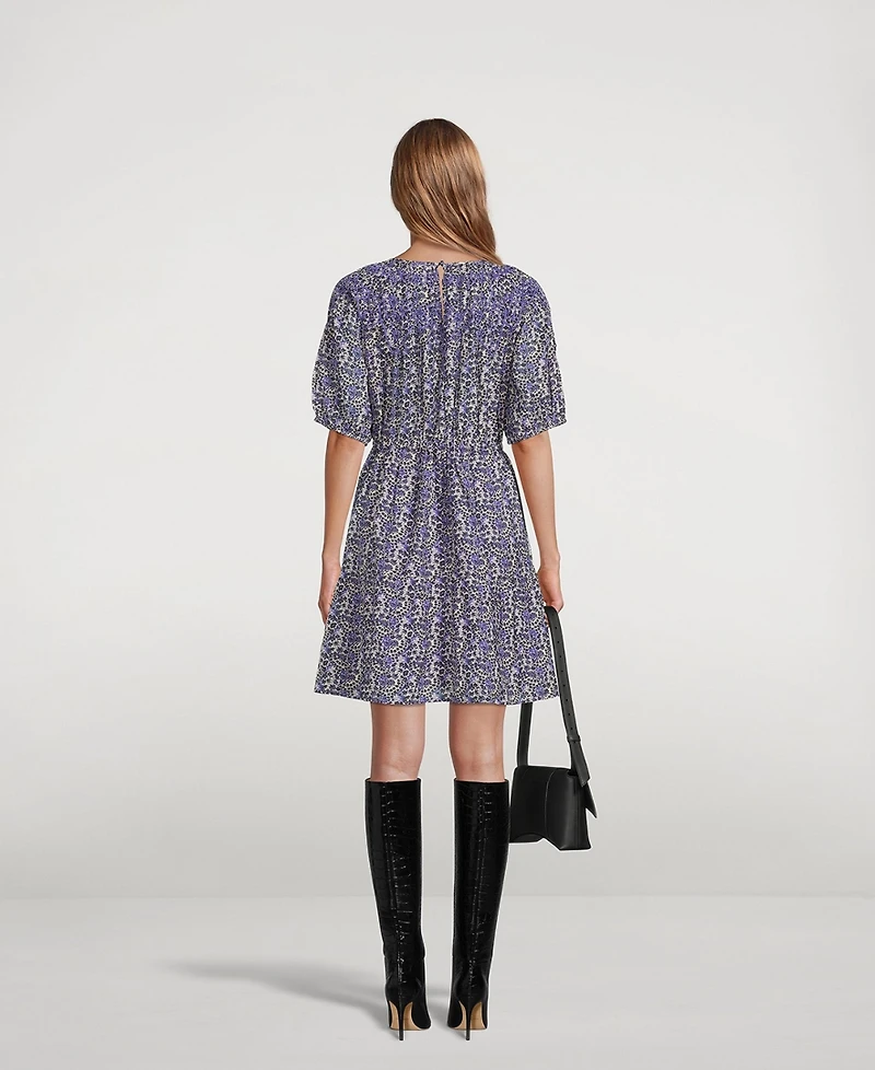 Iris Puff-Sleeve Dress Floral Print