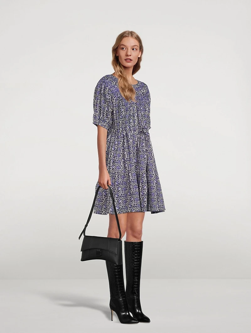 Iris Puff-Sleeve Dress Floral Print